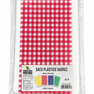 SACOLA PLÁSTICO XADREZ VERMELHA C/10